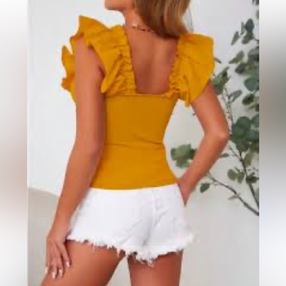 Yellow Off Shoulder Blouse‎ - Picture 2 of 3